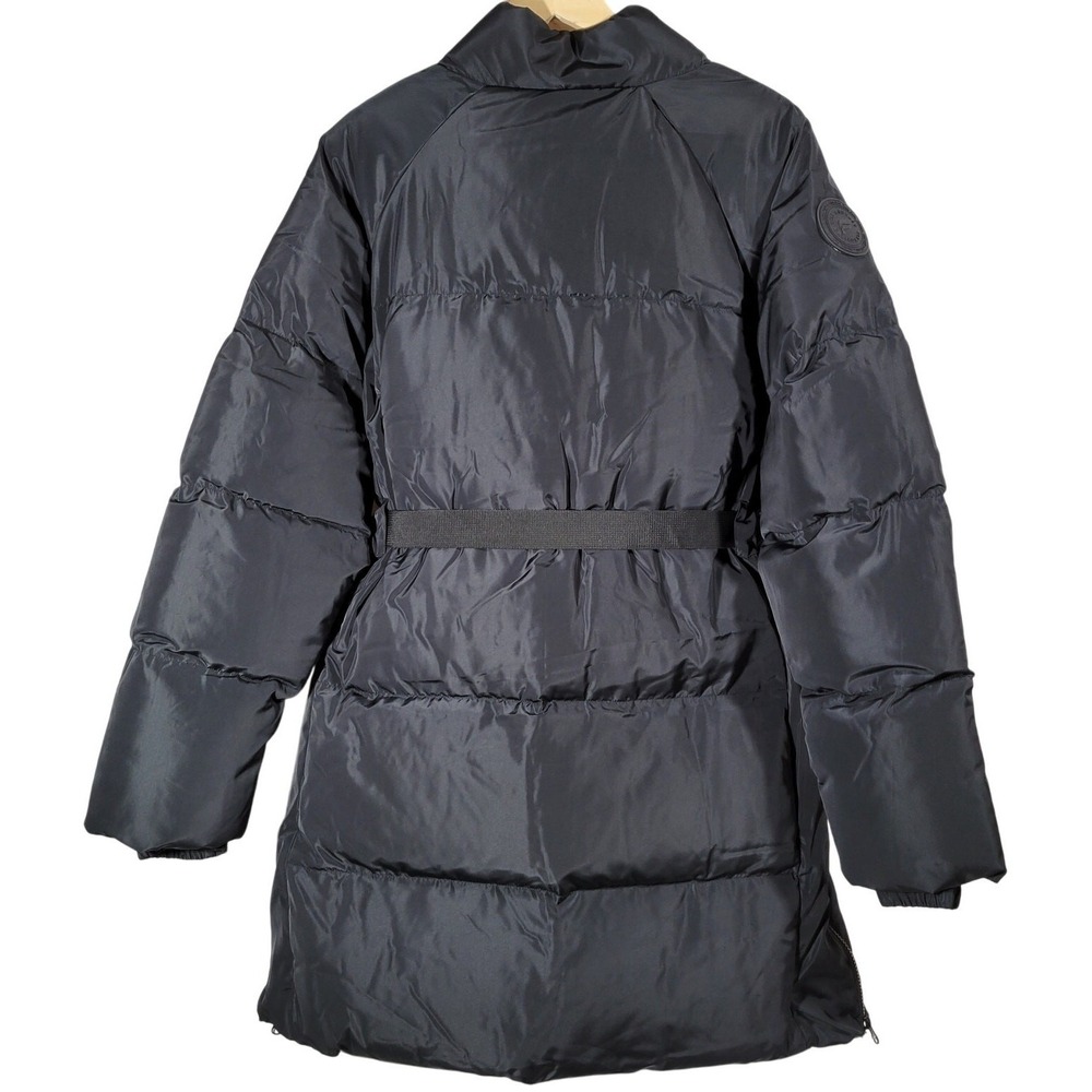 Fabletics Black Puffer Coat Midi Belted Stand Collar Full Zip Women's Winter XXL - Picture 2 of 11